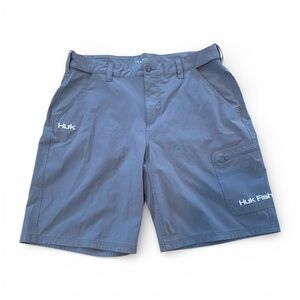 Huk Fishing Performance Shorts Mens XL Gray Lightweight Breathable Zip Pockets